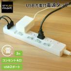 電源タップ USB付 2m 雷ガード 4個口 �