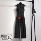 ショッピングジャンプスーツ ジャンプスーツ オールインワン バックジッパー ノースリーブ Vネック パンツドレス ロングパンツ ハイウェスト パーティー 脚長効果 旅行 シンプル 普段使い オ