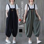 サロペットパンツ綿麻オールインワン...