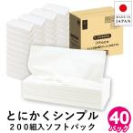 ティッシュペーパー 箱買い ソフトパック 200組 40個入 イットコ詰め替えティッシュ 無印刷 コンパクト 日本製 20200003 送料無料 KS