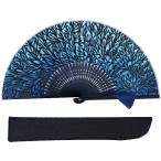 【化粧箱】女性用京扇子　アール・ヌーヴォー青 扇子袋セット