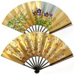 ショッピング扇子 [黒染竹] 飾り京扇子 高級仕舞扇子　月に秋草/桜(Ub305)
