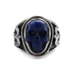 ショッピングダウニー Lee Downey リーダウニー Sculpted Skull Ring - Lapis lazuli / スカル リング 指輪 宝石 ラピスラズリ ドクロ シルバー メンズ レディース 送料無料