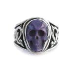 Lee Downey リーダウニー Sculpted Skull Ring - charoite / スカル リング 指輪 チャロアイト 宝石 ドクロ シルバー メンズ レディース 送料無料