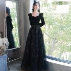 ショッピングピアノ発表会 ドレス 大人 ピアノ 発表会 ロング 演奏会 結婚式 黒 ワンピース 長袖  パーティードレス イブニングドレス フォーマル