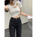  футболка женский блуза короткий рукав одноцветный модный cut and sewn tops простой Basic женский мода весна лето 