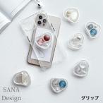 スマホ グリップ スマホリング リング クリア かわいい 落下防止 グリップスタンド 石 韓国 宝石 大人かわいい 上品 「 スマホグリップ 透明 ストーン 」