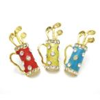 Yahoo! Yahoo!ショッピング(ヤフー ショッピング)ゴルフ ピンブローチ / ラペルピン ゴルフバッグ型 アクセサリー （レッド・イエロー・ブルー）ラインストーン