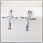 ピアス 10金 クロス ダイヤモンド ピアス K10 イエローゴールド ピンクゴールド ホワイトゴー ...