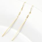 ピアス K18金 バー ロング フック ピアス イエローゴールド ピンクゴールド ホワイトゴールド  k18  送料無料