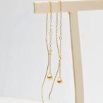 ピアス K18金 イエローゴールド ミラーボール アメリカン チェーン ロング ピアス