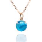 ネオンブルー アパタイト ネックレス K10 ピンクゴールド 5mm カボション ペンダントトップ 送料無料 fourm クリスマス 母の日 レディース メンズ 刻印