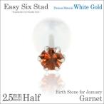 ガーネット ピアス K10 レディース メンズ ホワイトゴールド WG 2.5mm 薄型6本爪 スタッド 1月 誕生石 片耳用 ピアス シンプル 男性 女性 ペア にも 大きいサイ