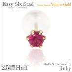 ルビー ピアス K10 レディース メンズ イエローゴールド YG 2.5mm 薄型6本爪 スタッド 7月 誕生石 片耳用 ピアス シンプル 男性 女性 ペア にも 大きいサイズ 可