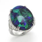 ブラックオパール リング ダイヤモンド プラチナ 10月 誕生石 23.92ct 0.90ct