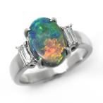 ブラックオパール リング ダイヤモンド プラチナ 10月 誕生石 3.40ct 0.43ct