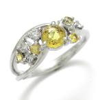 イエローサファイア リング ダイヤモンド ホワイトゴールド 9月の誕生石 0.812ct 0.279ct 0.21ct