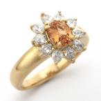 イエローサファイア リング ダイヤモンド イエローゴールド 9月の誕生石 1.07ct 0.81ct