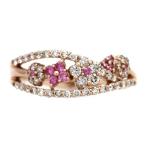 ピンクサファイア リング ダイヤモンド ピンクゴールド 9月の誕生石 0.12ct 0.40ct