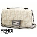 FENDI フェンディ 8BR793 ALG7 F1HZP FFロゴ シェニール ミディアム バゲット チェーン バッグ ショルダー 斜め掛け レディース ホワイト 新品 ショッパー付