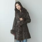 [10%off купон ] пальто с мехом пальто лиса обрезка ремень имеется женский с хлопком серебристая лиса (02000073r)