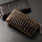 クロコダイル 長財布 メンズ 本革 シャイニング加工 ラウンドファスナー メンズ財布 本革長財布 ギフト 普段使い プレゼント ギフト(06000346-mens-1r)