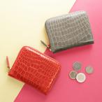 ミニ財布 レディース ラウンドファスナー クロコダイル 小さい 本革 革 シャイニング (06001534-1r)