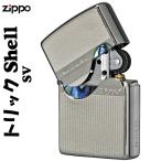 ショッピングzippo zippo(ジッポーライター）トリックシェルジッポ メタルプレート天然貝貼り シルバー SV  シリアルNo.入り　 送料無料（ネコポス対応）