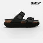 ジェニュインズ レディース サンダル GENUINS TIKA ヴィーガンレザー 黒 ストラップ 厚底 コルク スペイン製 105767JT BLK
