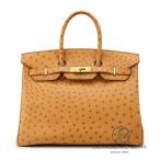エルメス HERMES バーキン35 オーストリッチ チェスナッツ ブラウン 中古 バッグ/財布/小物