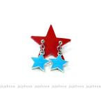 Yahoo! Yahoo!ショッピング(ヤフー ショッピング)スター ピアス カラフル シルバー ライン アクアブルー JAJABOON ジャジャブーン （メール便ＯＫ）