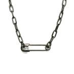 JAM HOME MADE ジャムホームメイド 安全ピン （セーフティピン） 長アズキ チェーン ダイヤモンド ネックレス M - ブラック