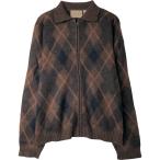 古着 O'Hanlon Mills アーガイル柄 襟付き アクリルニットフルジップセーター メンズL相当 ヴィンテージ /eaa399462