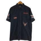 古着 ハーレーダビッドソン Harley-Davidson バックプリント 半袖 ワークシャツ メンズL相当 /eaa535722