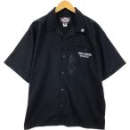 ショッピングハーレーダビッドソン 古着 ハーレーダビッドソン ドクロ柄 ファイヤーパターン オープンカラー 半袖 ワークシャツ ボックスシャツ メンズXL相当 /eaa549304