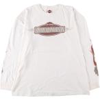 古着 00年代 ハーレーダビッドソン Harley-Davidson ファイヤーパターン ロングTシャツ ロンT メンズXXL相当 /eaa560780