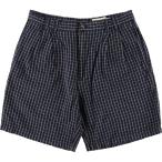 古着 エディーバウアー Eddie Bauer チェック柄 ツータック リネン×コットンショーツ ショートパンツ メンズw36相当 /eaa565060