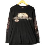 古着 ハーレーダビッドソン Harley-Davidson 鷲柄 イーグル柄 ファイヤーパターン ロングTシャツ ロンT USA製 メンズM相当 /eaa576373