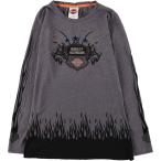 古着 ハーレーダビッドソン Harley-Davidson ファイヤーパターン ラインストーン付き ロングTシャツ ロンT レディースM相当 /eaa577713