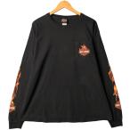 古着 ハーレーダビッドソン Harley-Davidson モーターサイクル ファイヤーパターン ロングTシャツ ロンT メンズXL相当  /eaa586529