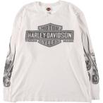 古着 ハーレーダビッドソン Harley-Davidson ドクロ柄 スカル柄 ファイヤーパターン ロングTシャツ ロンT USA製 メンズL相当 /eaa590241