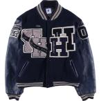 ショッピング古着 古着 90~00年代 Rennoc 中綿入り カレッジ 袖革ウールボタンスタジャン バーシティジャケット USA製 メンズXXL相当 /eaa597819