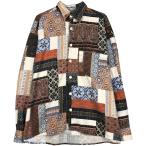 古着 DORNBUSCH 総柄 パッチワーク風 長袖 プリントネルシャツ ボックスシャツ メンズL相当 /eaa604318