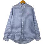 ショッピング古着 古着 ラルフローレン Ralph Lauren CUSTOM FIT ストライプ柄 長袖 リネン ボタンダウンシャツ メンズM相当 /eaa615219