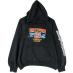 ショッピングハーレーダビッドソン 古着 BASSETT-WALKER  ハーレーダビッドソン アドバタイジング スウェットプルオーバーパーカー USA製 メンズXL相当 /eaa624820