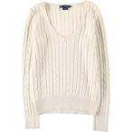 古着 ラルフローレン Ralph Lauren ケーブル編み Vネック コットンニットセーター レディースM相当  /eaa626280