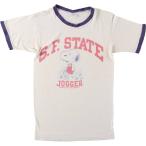 古着 70年代~ チャンピオン Champion  バータグ SNOOPY スヌーピー カレッジ リンガーTシャツ レディースS相当 ヴィンテージ  /eaa627974