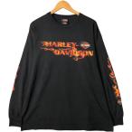 古着 ハーレーダビッドソン Harley-Davidson モーターサイクル ファイヤーパターン ロングTシャツ ロンT メンズXL相当  /evb030298