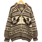ショッピングカウチン 古着 総柄 サンダーバード柄 HAND KNIT ハンドニット カウチンセーター メンズL相当 ヴィンテージ /evb031465