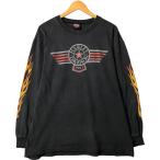 古着 00年代 ハーレーダビッドソン Harley-Davidson モーターサイクル ファイヤーパターン ロングTシャツ ロンT メンズXL相当  /evb031874
